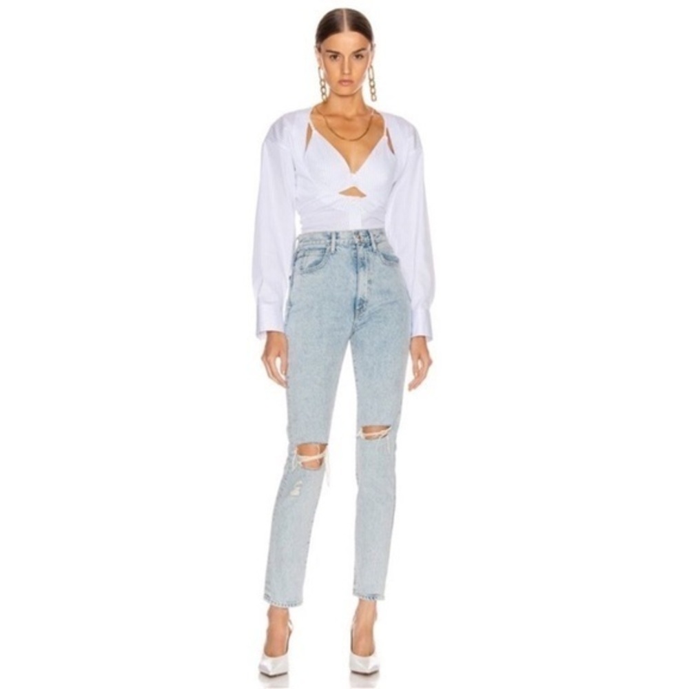 SLVRLAKE Beatnik Light Blue High Rise Distressed Jeans Size 23